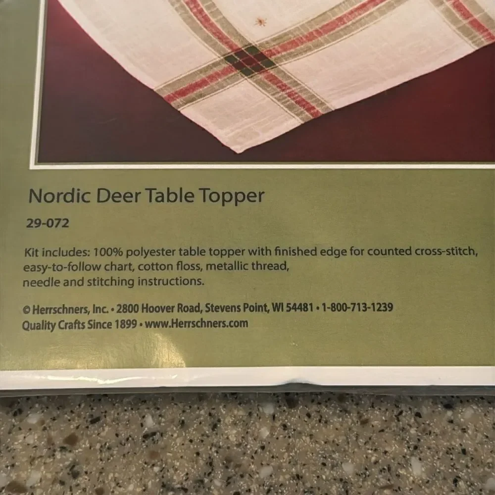 NOB HILL Linens Table Nordic Deer Topper Cross-Stitch *NEW*